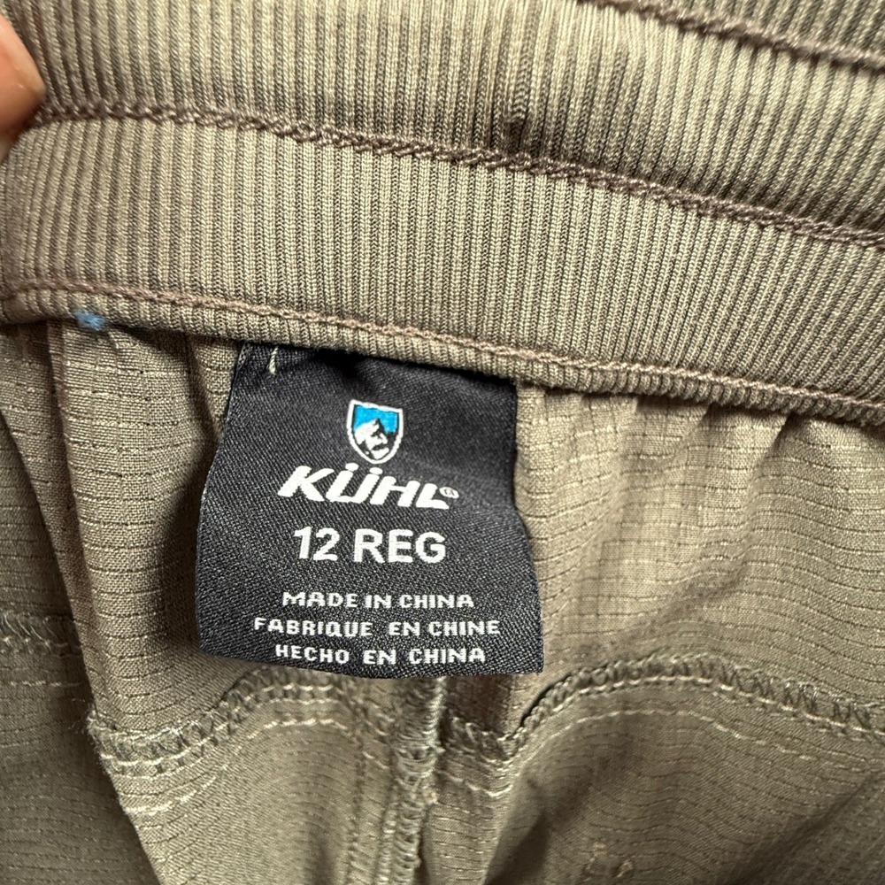 KUHL Women Pants Hiking Zip Pockets Drawstring Pockets 17S Olive Green sz 12 - Picture 7 of 8